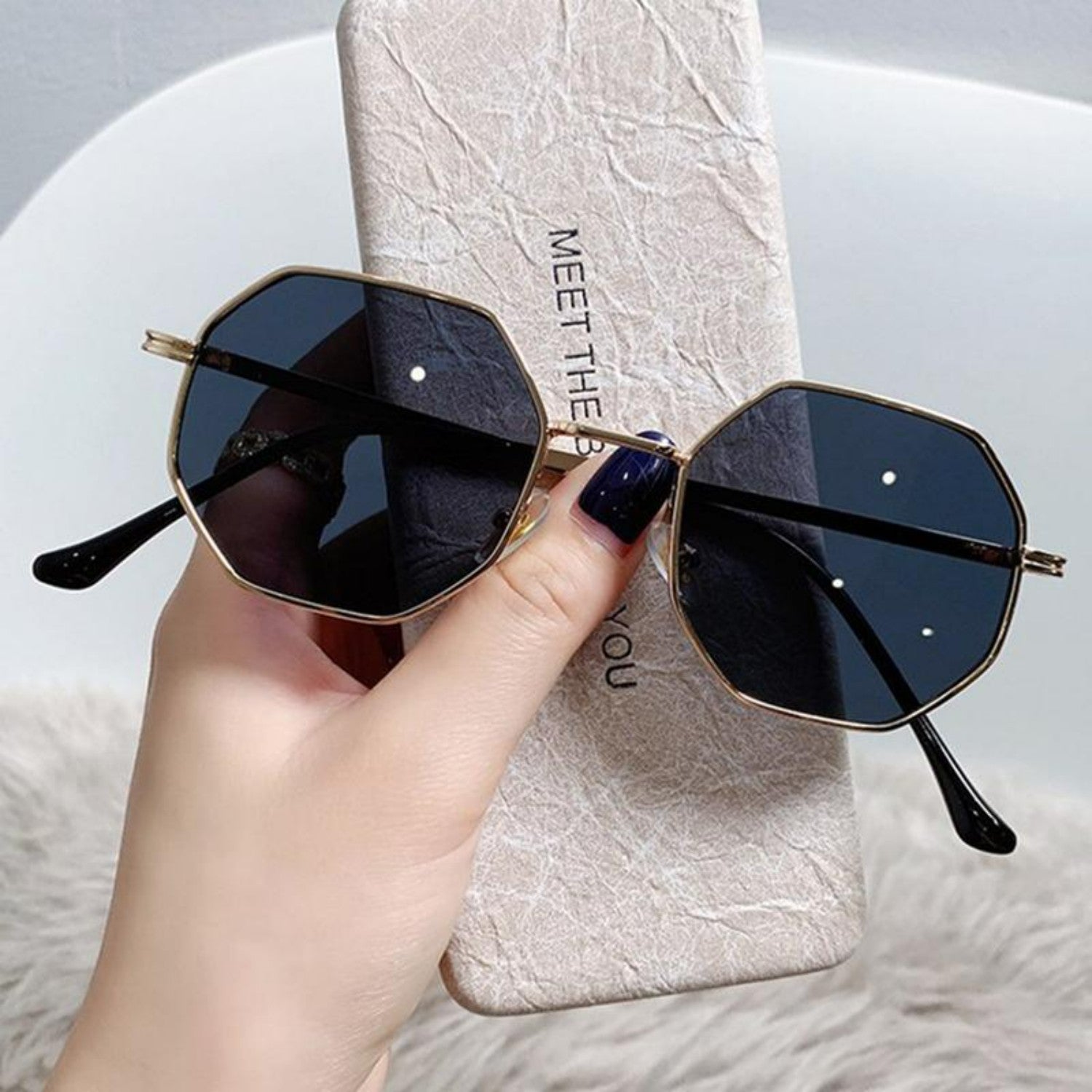 MonAmi® vintage polygoon metalen montuur dames zonnebril
