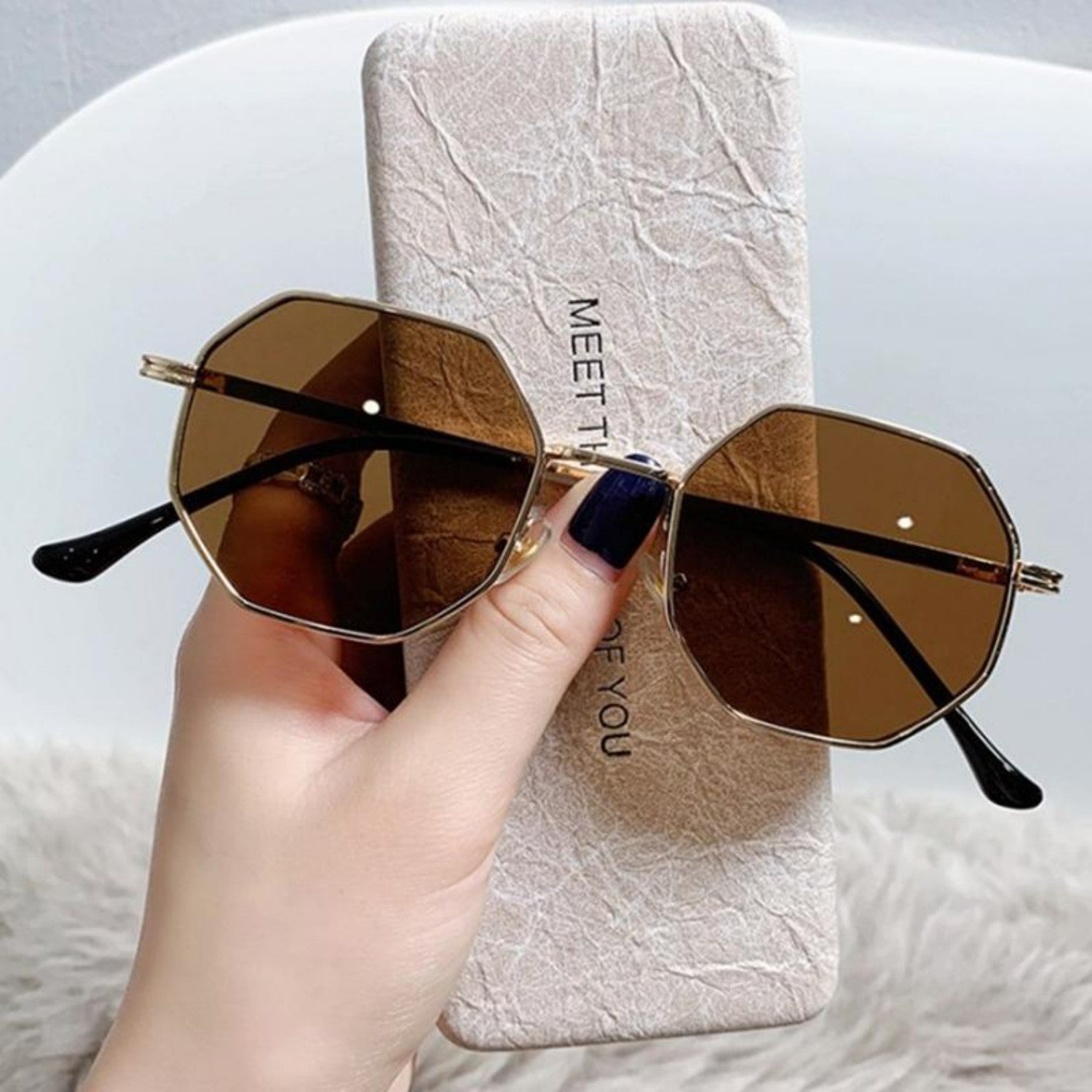 MonAmi® vintage polygoon metalen montuur dames zonnebril