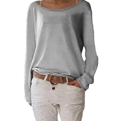 Lieve Los Casual Gebreid Dames Shirt met Lange Mouwen