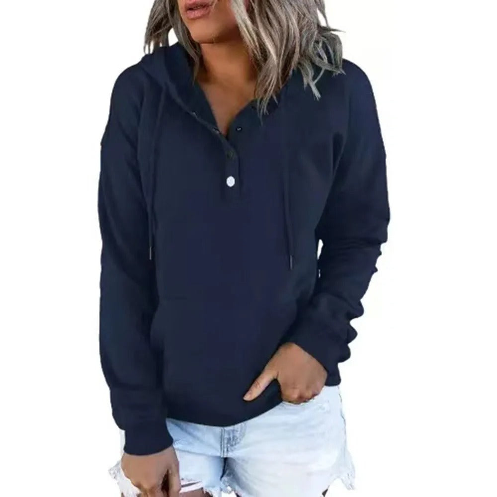 Scarlet Comfort Hoodie met Metalen Knopen