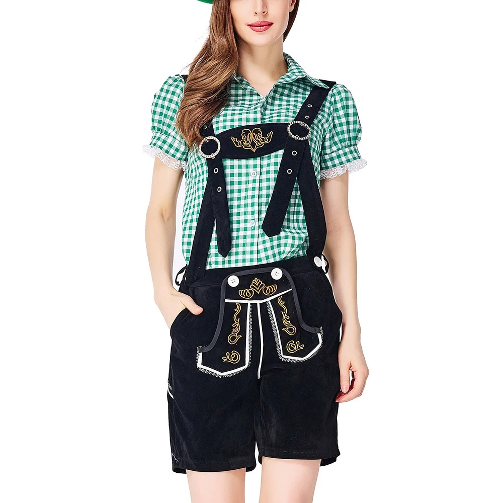 Xindora - Dirndl Dames Outfit met Korte Broek en Traditionele Bretels