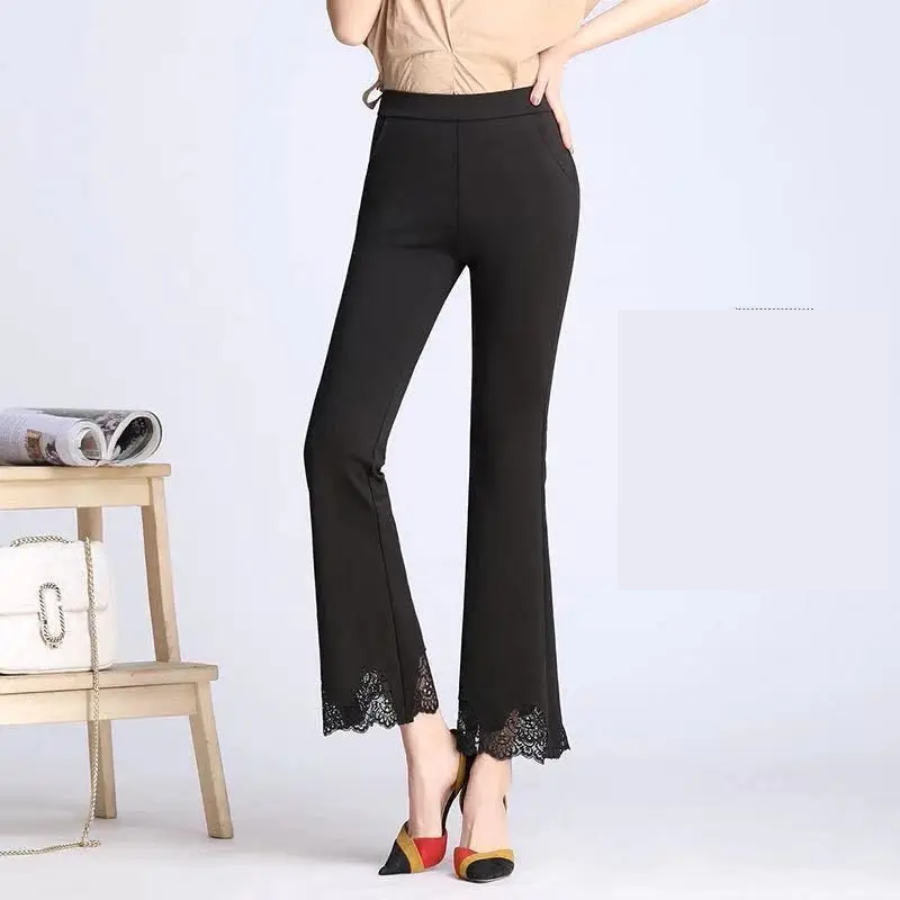 Viloria - Flared Broek Dames Hoog Gesneden Ribstof Casual Bell Bottoms