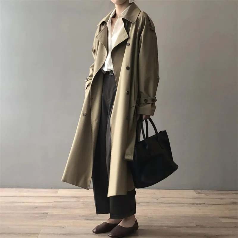 Norelia - Oversized Trenchcoat Dames, Dubbel Geknoopt, Lange Relaxte Pasvorm Damesjas