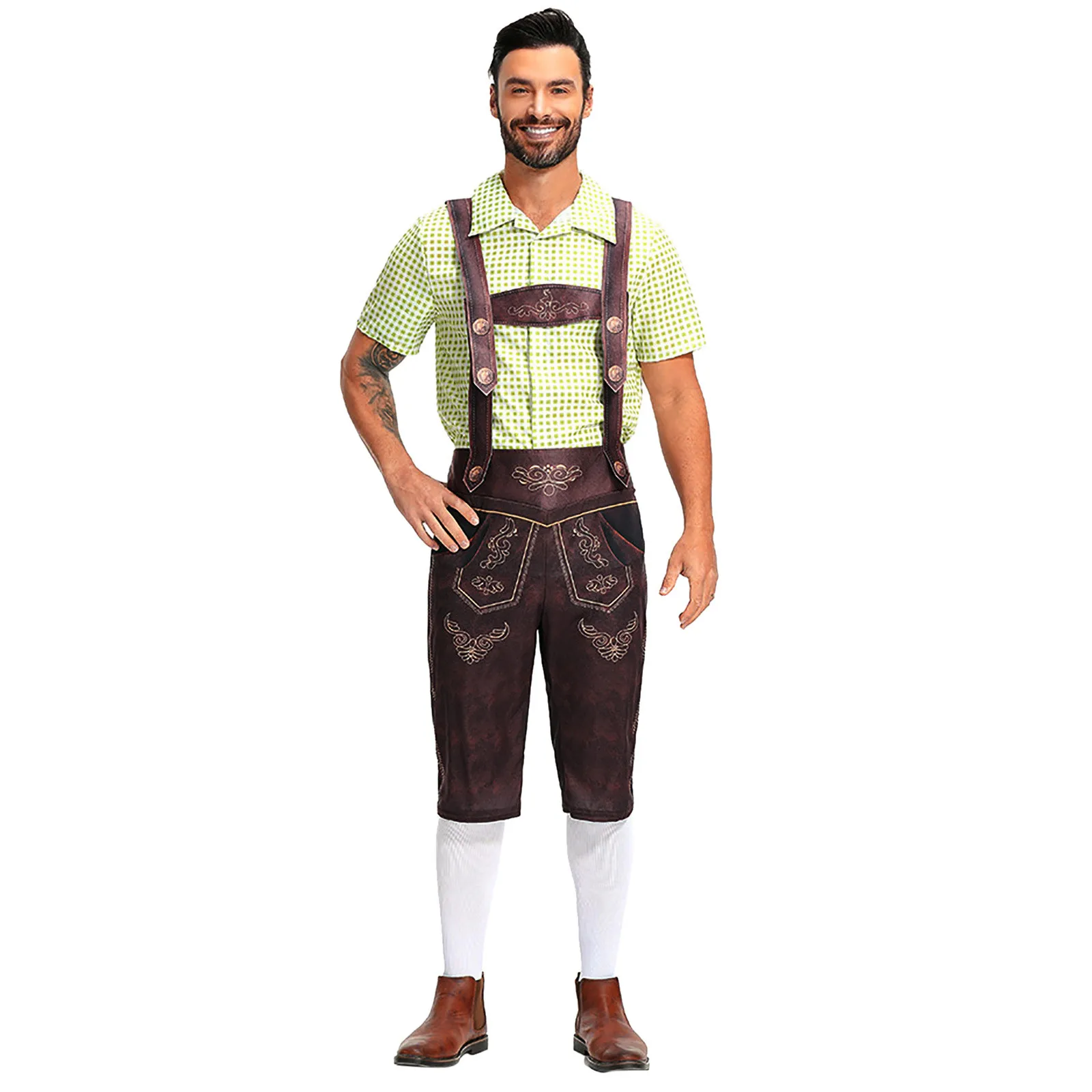 AlpenHo - Traditionele Kinder Lederhosen met Shirt en Borduursels - Beiers Kostuum