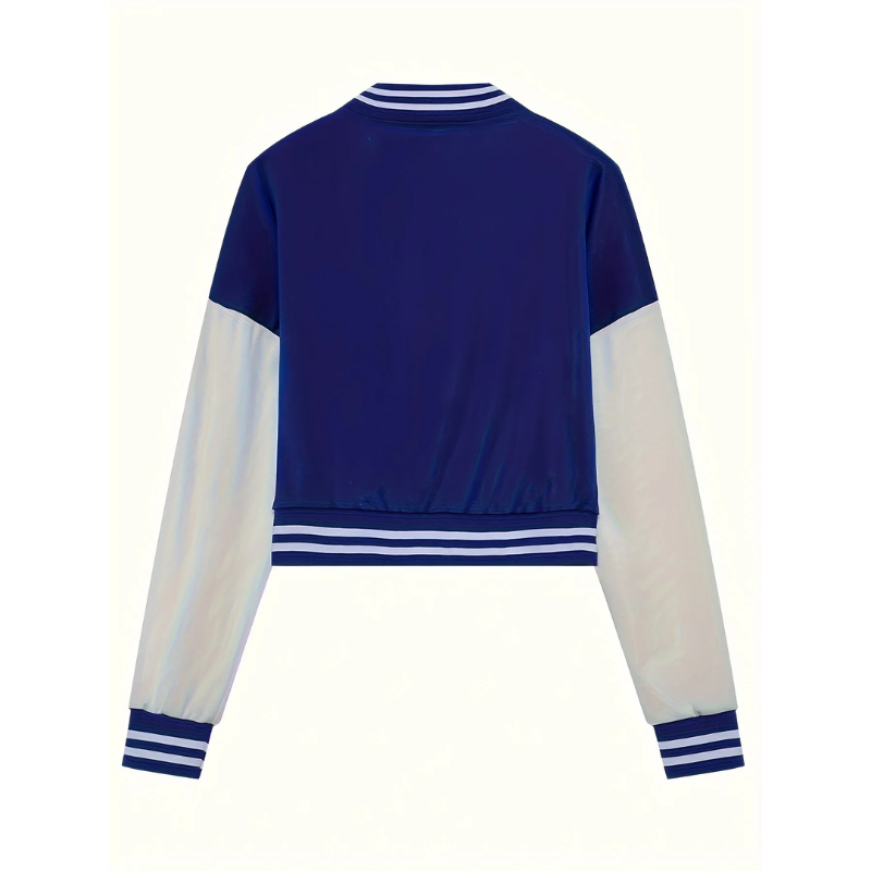 Quinzel - Casual Bomberjack dames, Drukknoopsluiting met Sportieve Varsity Stijl