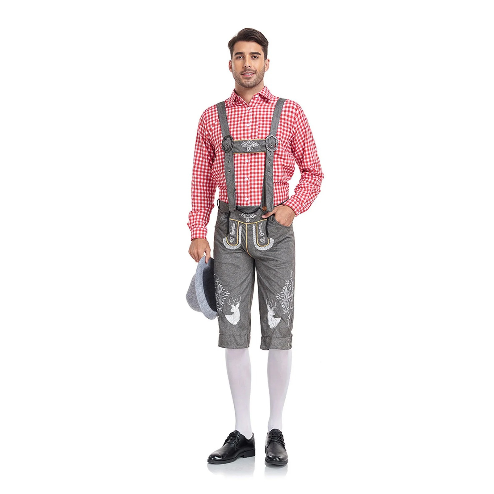 GerLux - Heren Lederhosen Set met Kniebroek en Shirt - Feestkleding