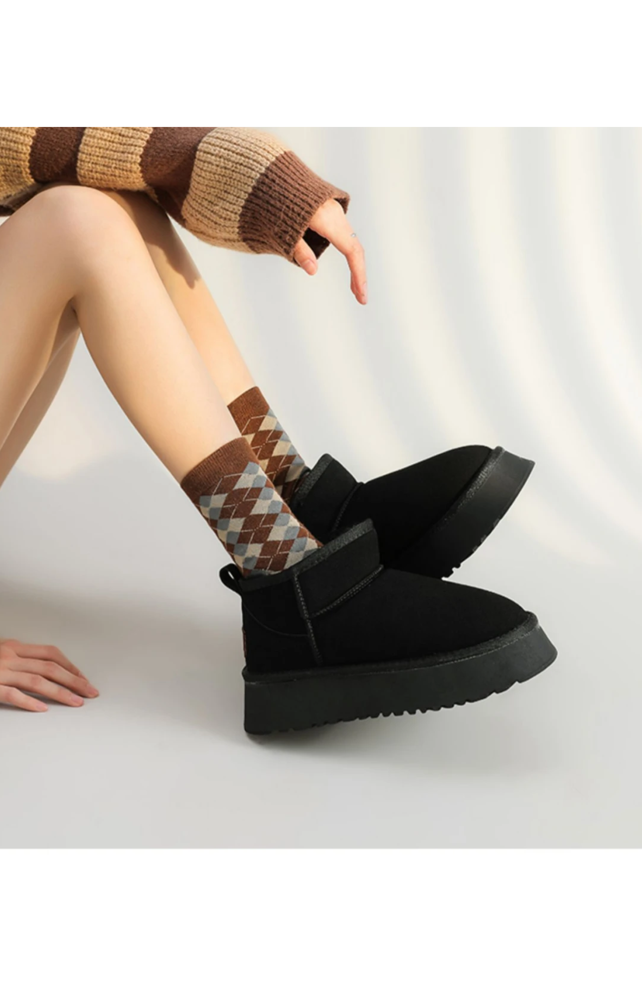 Modista - Dames Boots, Imitatiebont Gevoerde Winterschoenen, Comfortabele Instappers