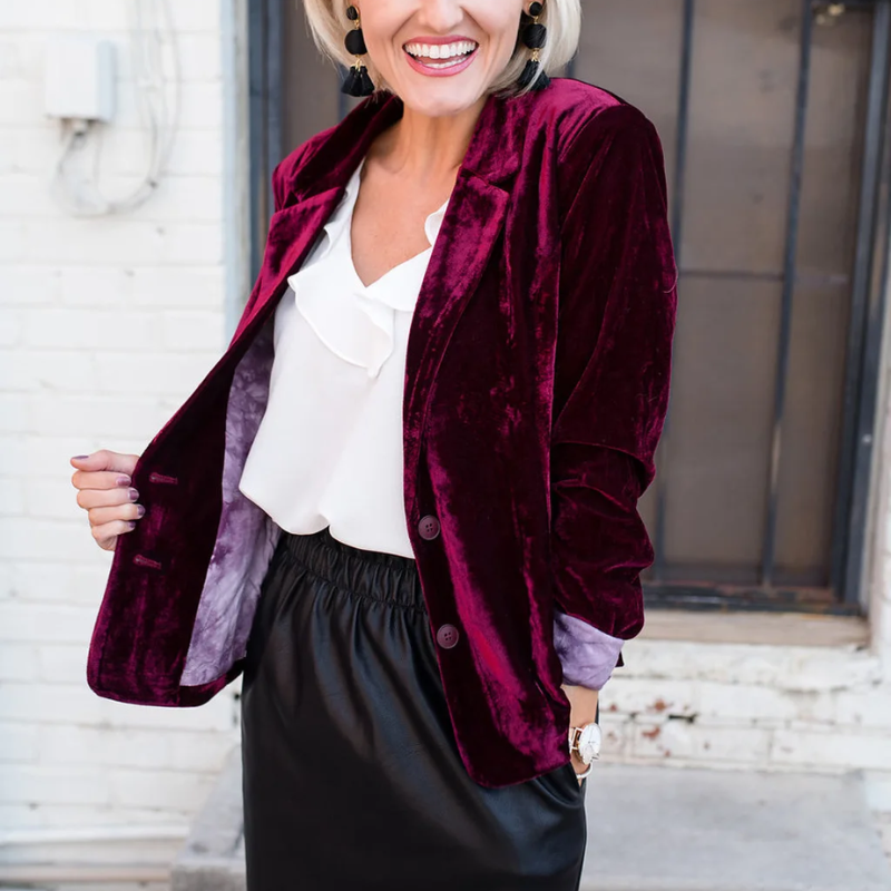 Modeuze - Velvet Dames Blazer Met Lange Mouwen - Luxe en Comfortabel