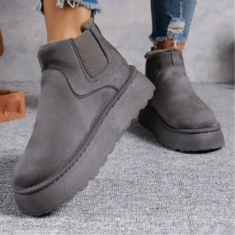 Velviva - Dames Boots Met Elastiek - Warme Winter Platform Enkellaarzen