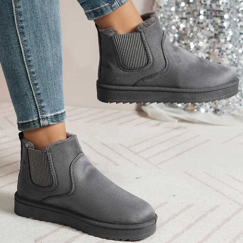 Looplux - Dames Boots Met Elastiek - Warme Winter Enkellaarzen Antislip