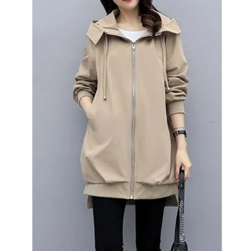 Taneria - Casual Trenchcoat Dames met Trekkoord Capuchon en Oversized Pasvorm