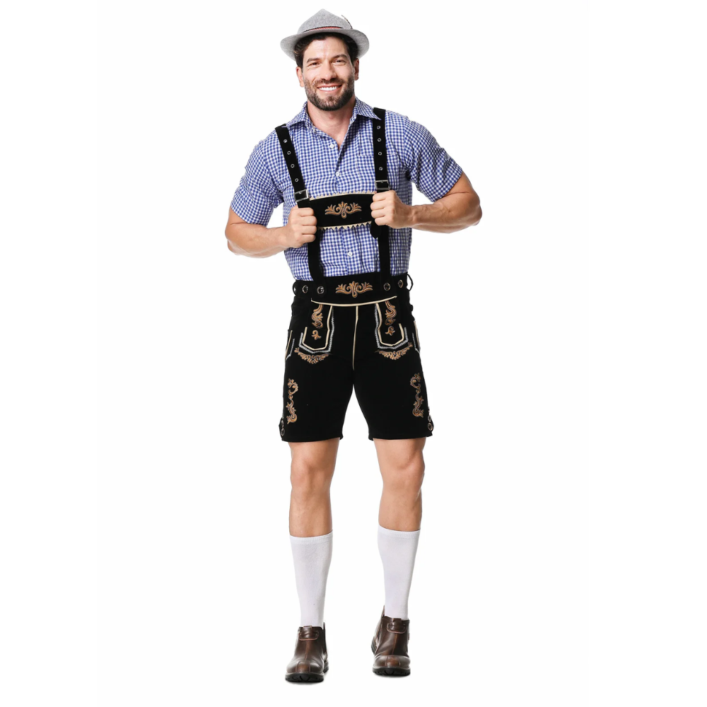 HoutGer - Heren Lederhosen met Shirt en Bretels - Perfect voor Oktoberfest