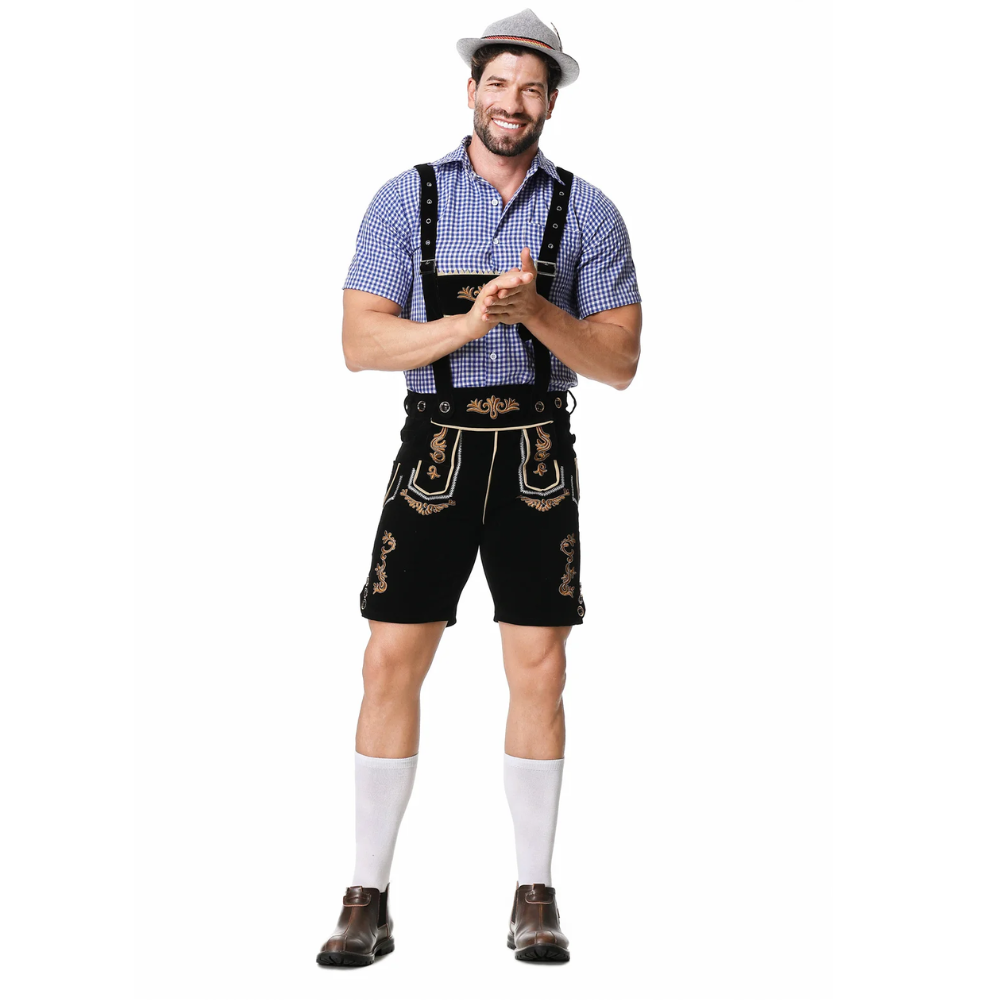 HoutGer - Heren Lederhosen met Shirt en Bretels - Perfect voor Oktoberfest