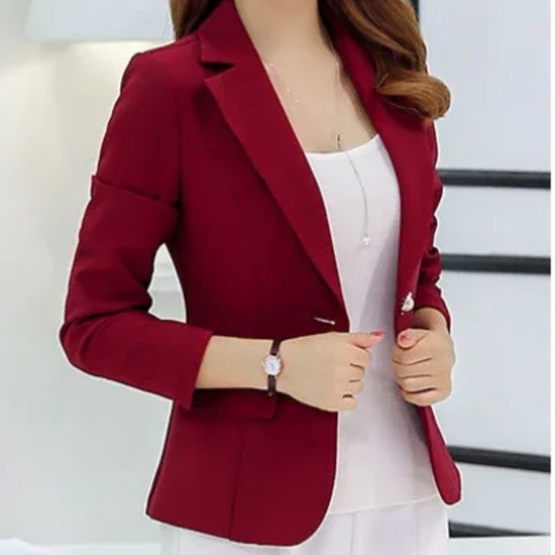 Lederaa - Elegante Dames Blazer Met Enkelknoopsluiting - Perfect Voor Kantoor