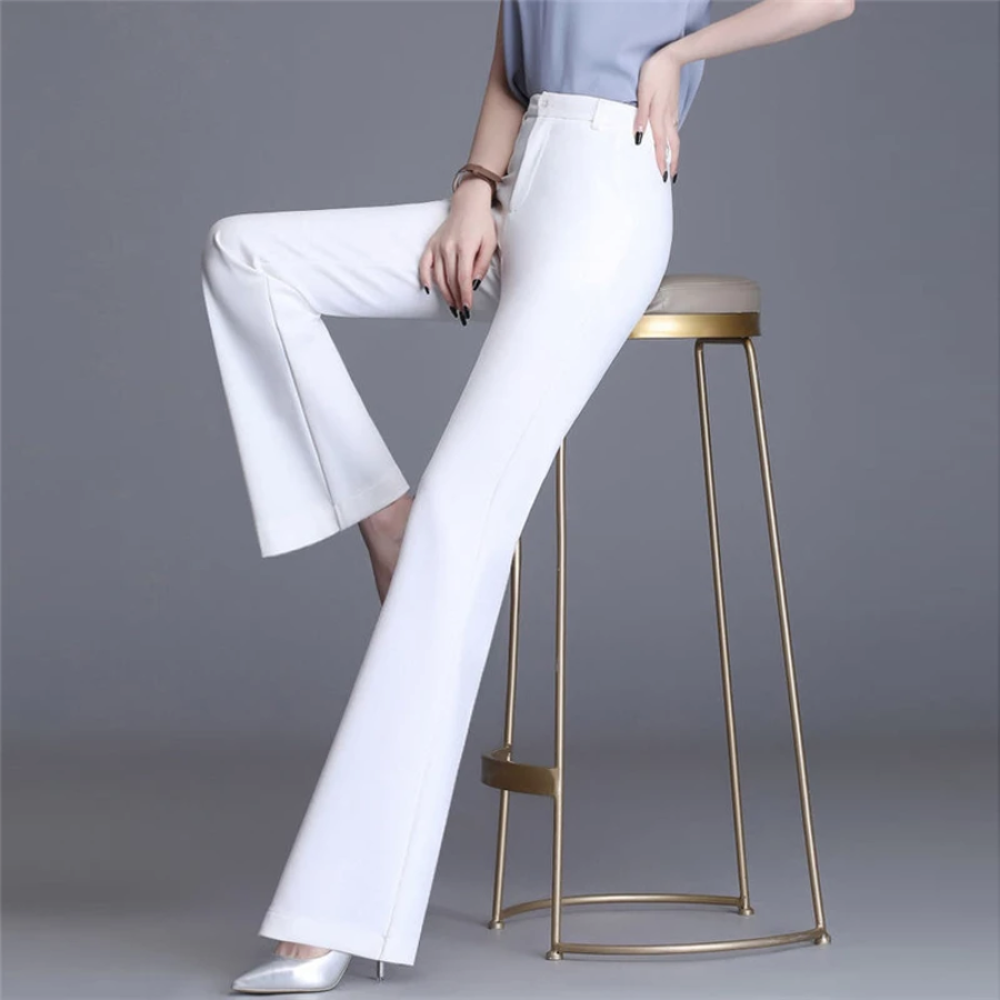 Lariton - Elegante Flared Broek Dames met Hoge Taille en Strakke Pasvorm