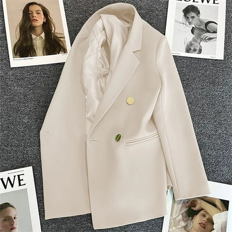 Blazique - Lange Dames Blazer met Gouden Knopen en Dubbele Rij Sluiting