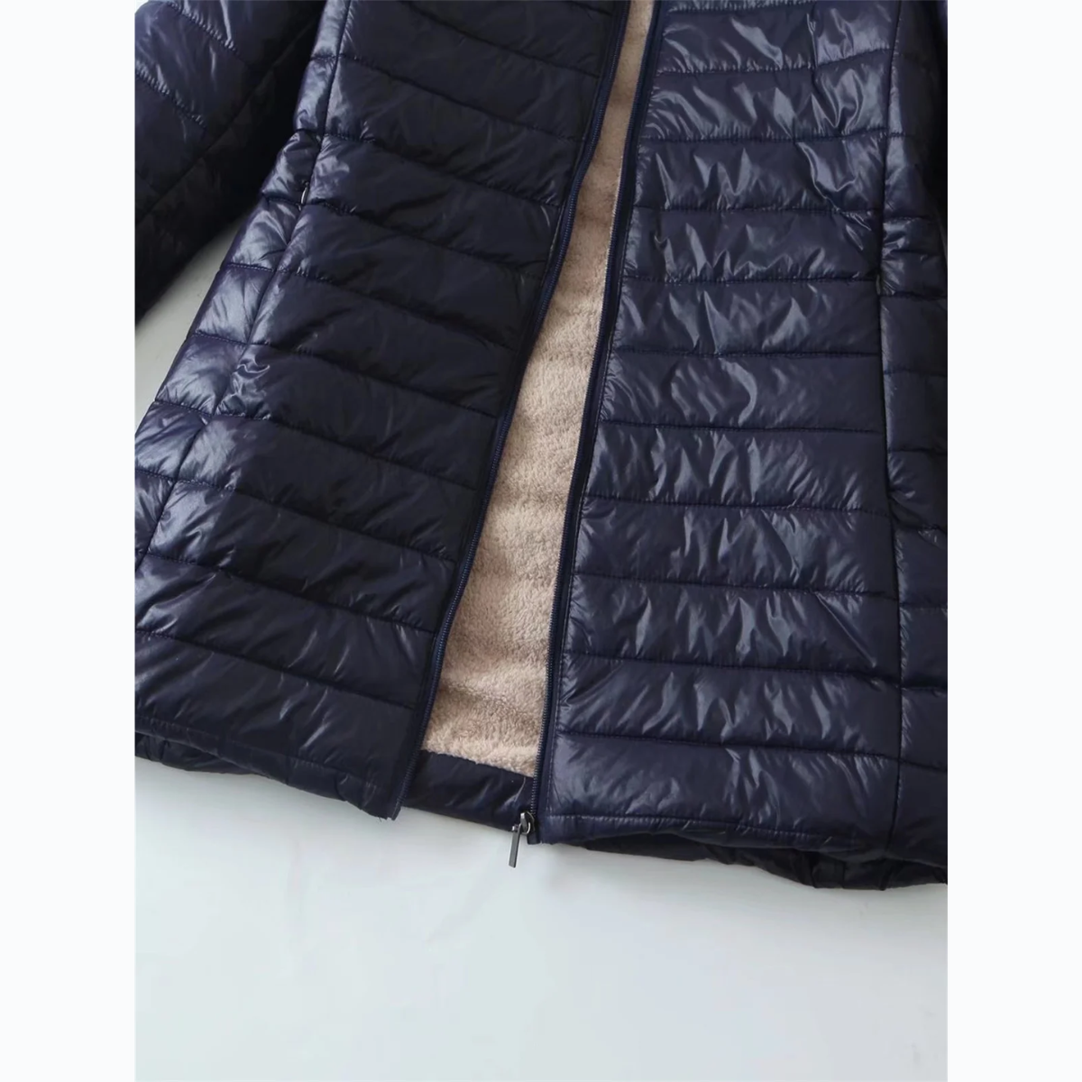 MonAmi fleece gevoerde gewatteerde jas dames met capuchon