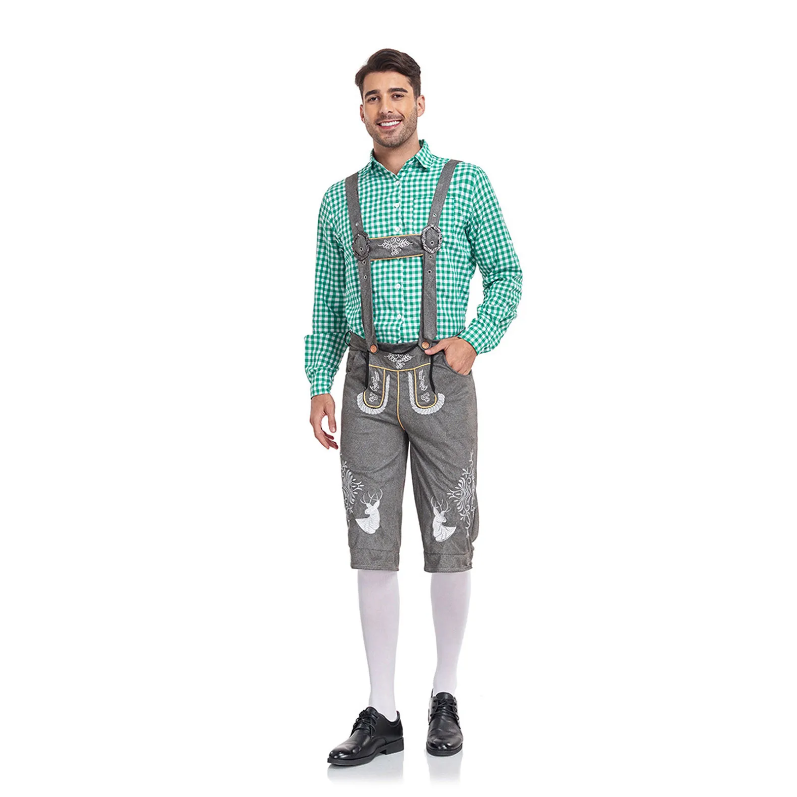 GerLux - Heren Lederhosen Set met Kniebroek en Shirt - Feestkleding