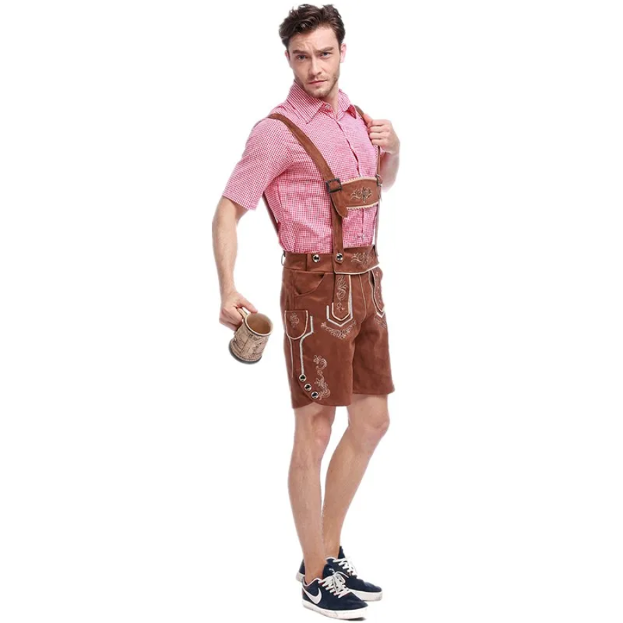 LederAl - Lederhosen Set voor Heren met Overhemd en Bretels - Oktoberfest