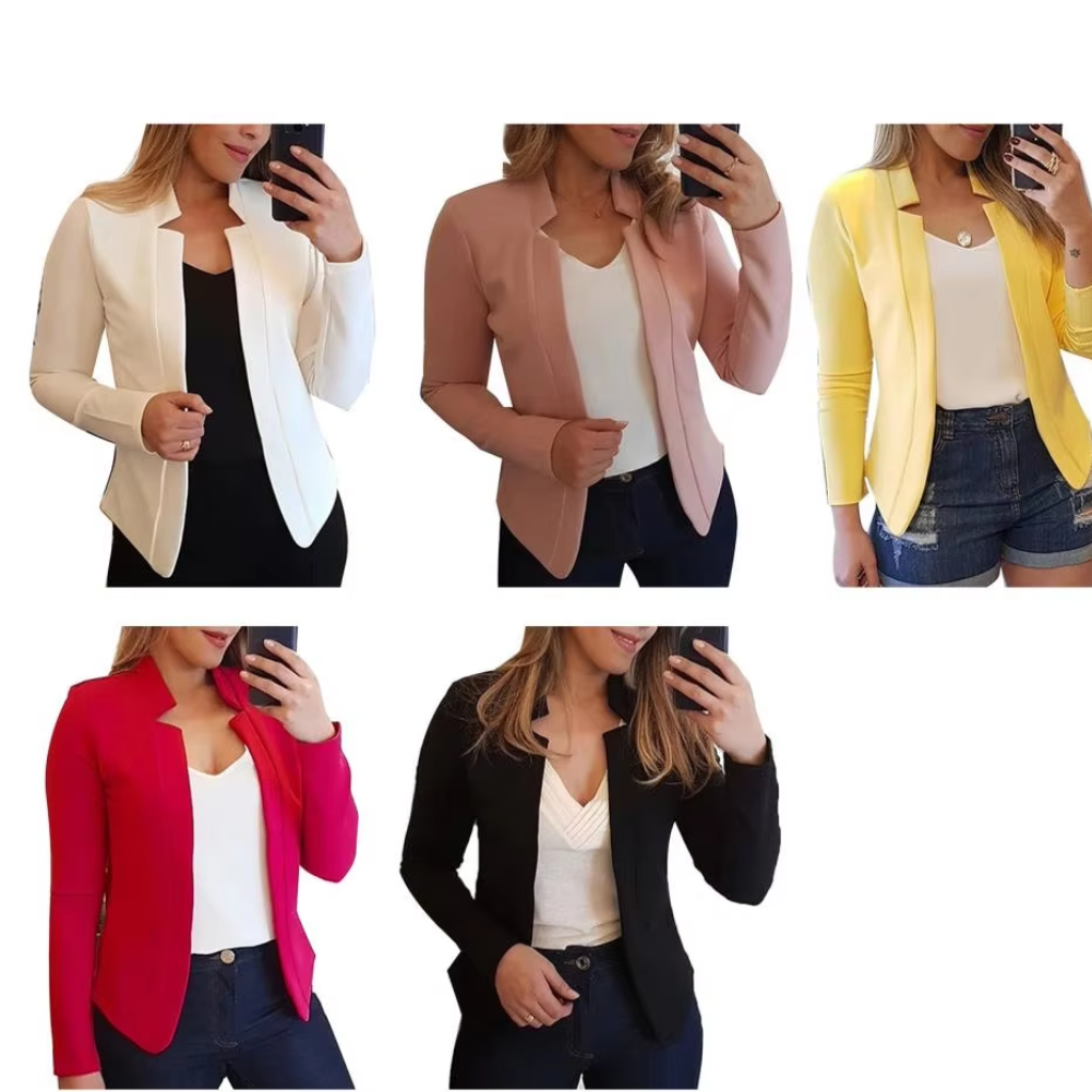 Blazera - Moderne Dames Blazer Met Unieke Halslijn - Perfect Voor Werk