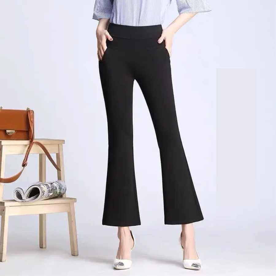 Viloria - Flared Broek Dames Hoog Gesneden Ribstof Casual Bell Bottoms