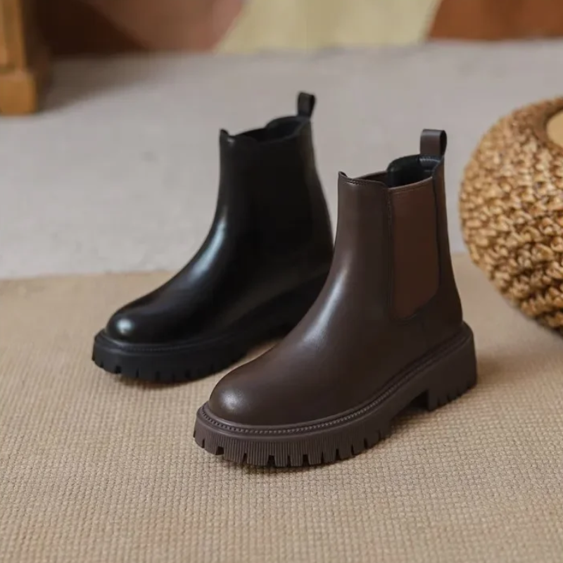 Loretta - Dames Chelsea Boots van Leer met Elastische Inzetten