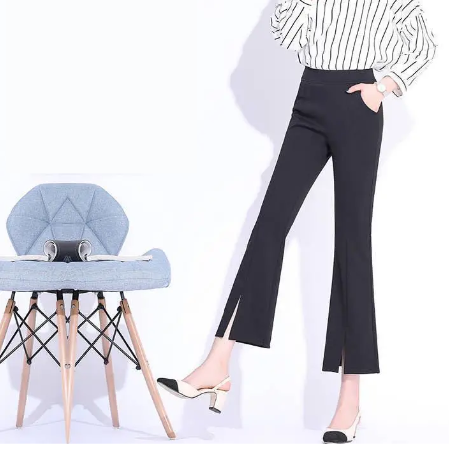 Viloria - Flared Broek Dames Hoog Gesneden Ribstof Casual Bell Bottoms