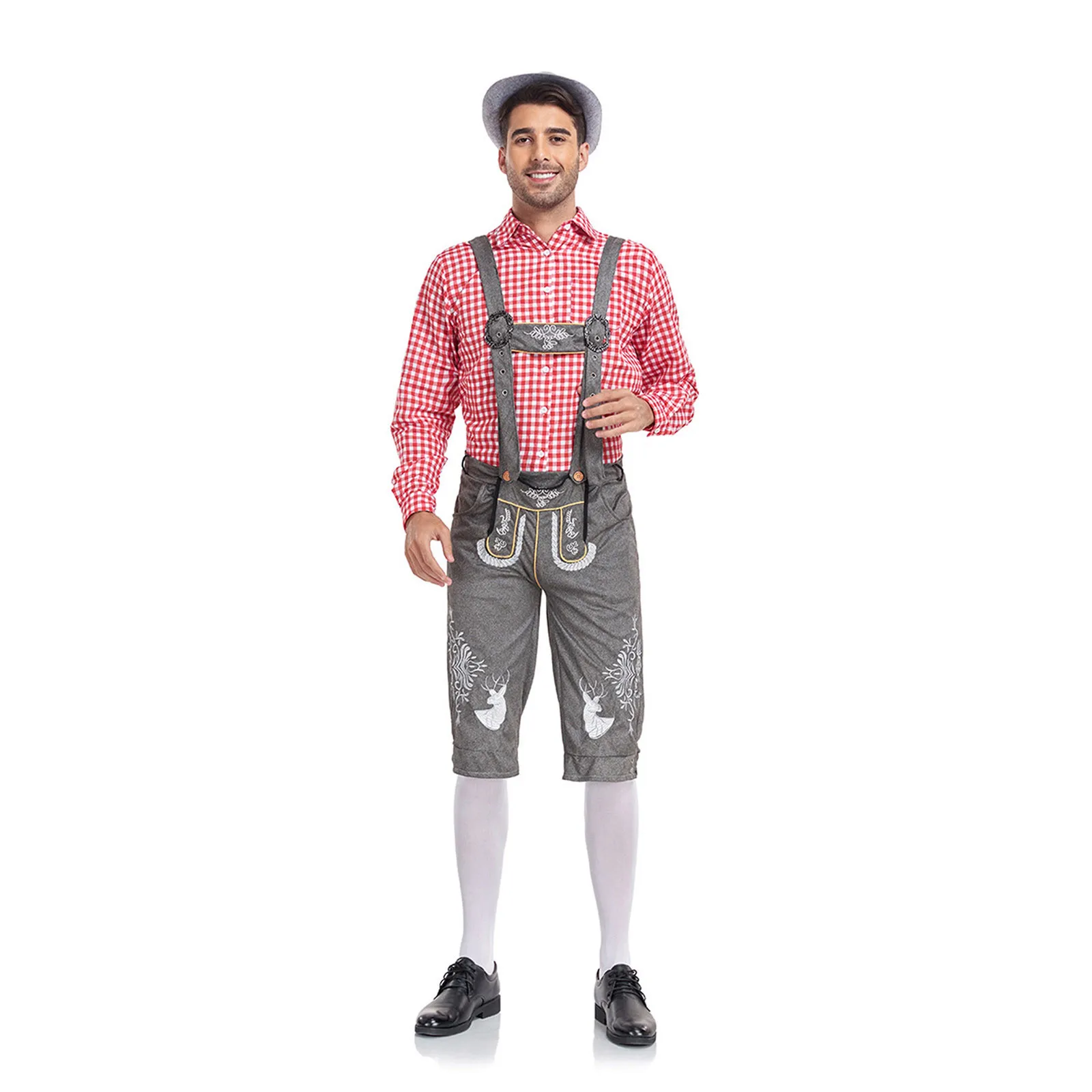 GerLux - Heren Lederhosen Set met Kniebroek en Shirt - Feestkleding