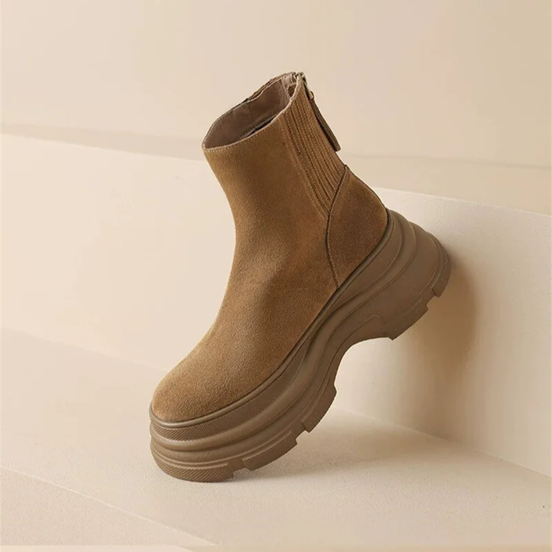 Rosetta - Dames Chelsea Boots van Suède met Dikke Zool