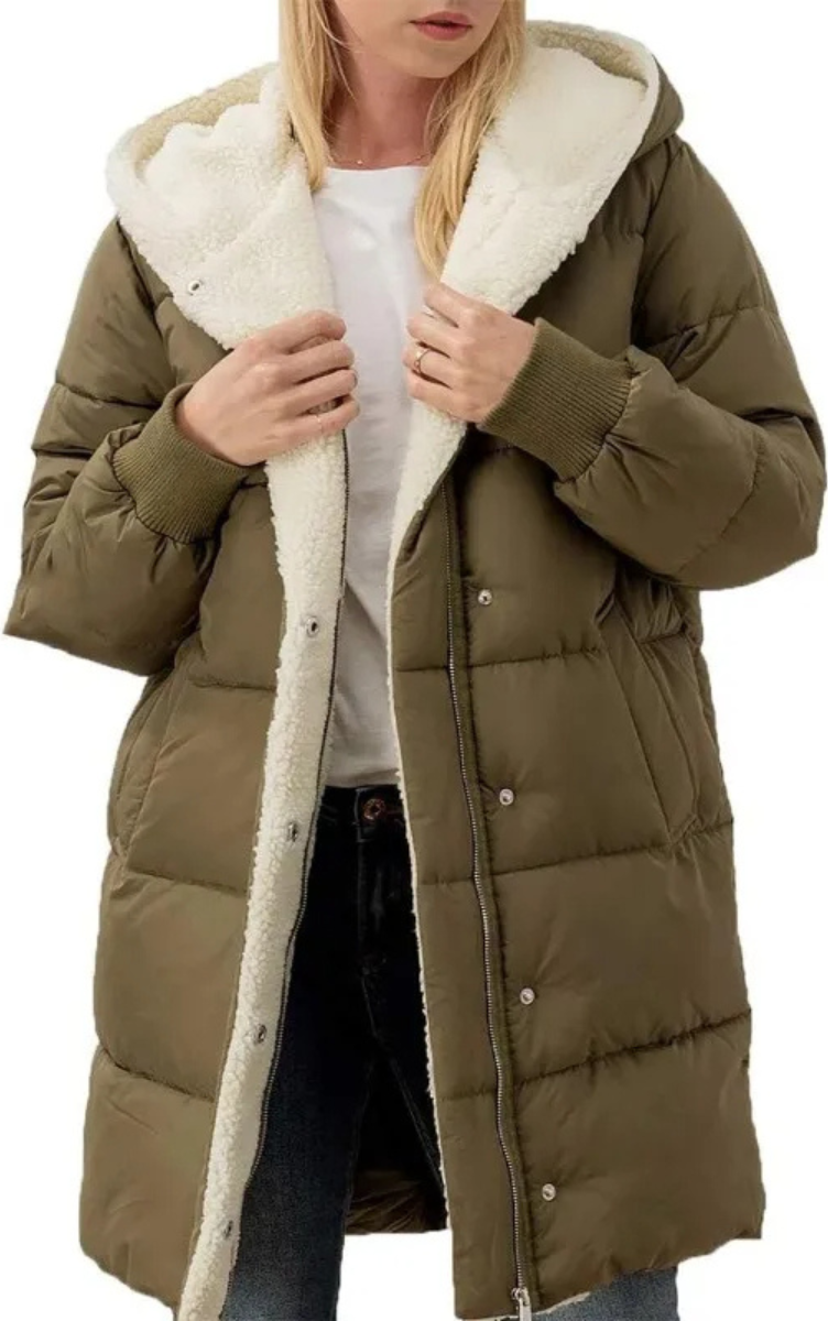 MonAmi Sherpa fleece gevoerde lange winterjas dames