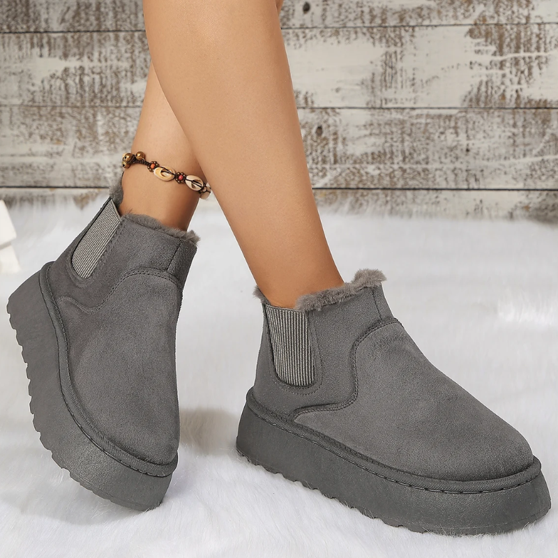 Winterd - Dames Boots Met Elastiek - Warme Winter Platform Enkellaarzen