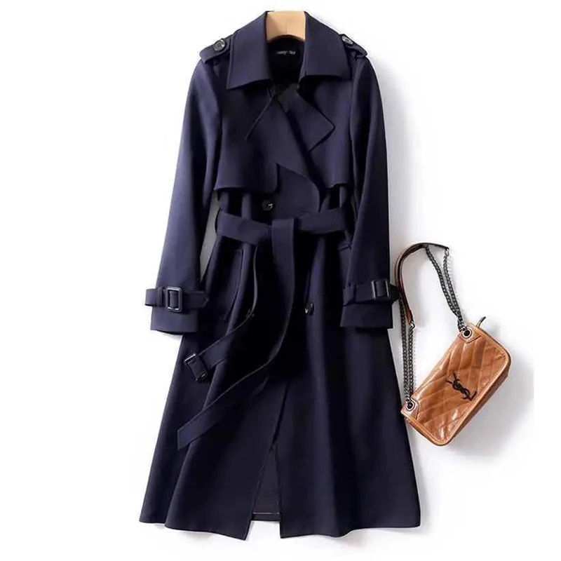 Monivel - Lange Trenchcoat Dames, Dubbel Geknoopt, Damesjas met Ceintuur