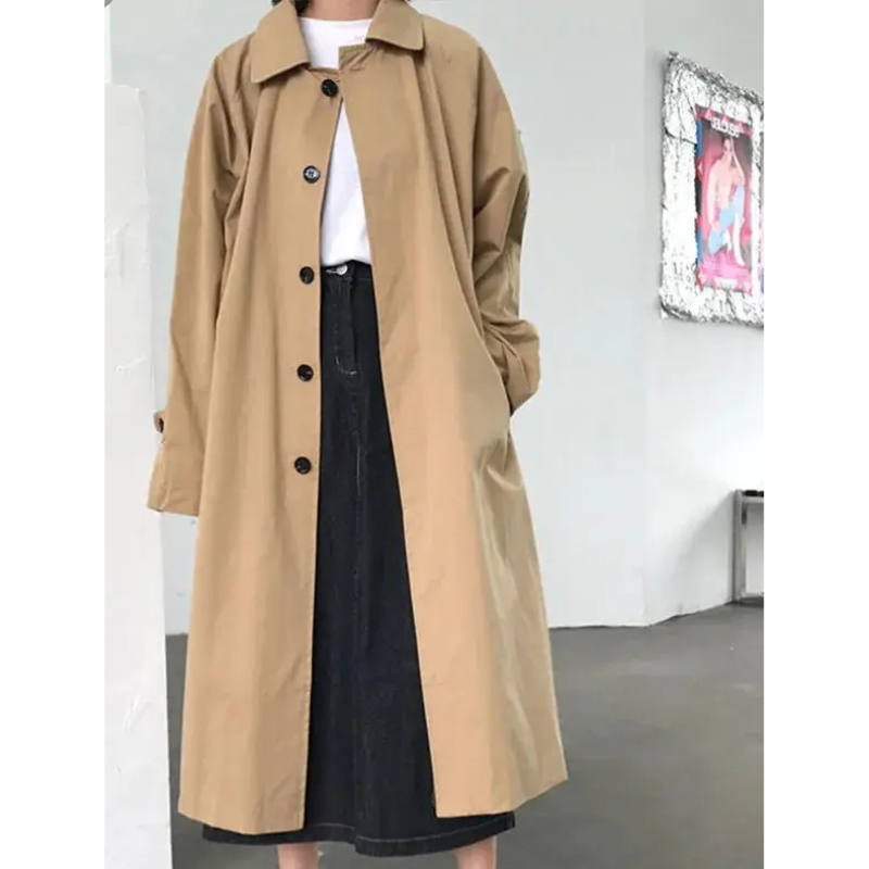 Carleia - Lange Trenchcoat Dames, Enkel Geknoopt, Oversized Casual Damesjas