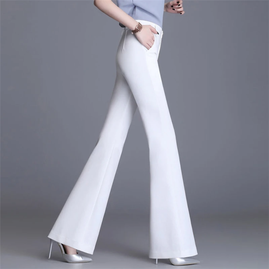 Lariton - Elegante Flared Broek Dames met Hoge Taille en Strakke Pasvorm