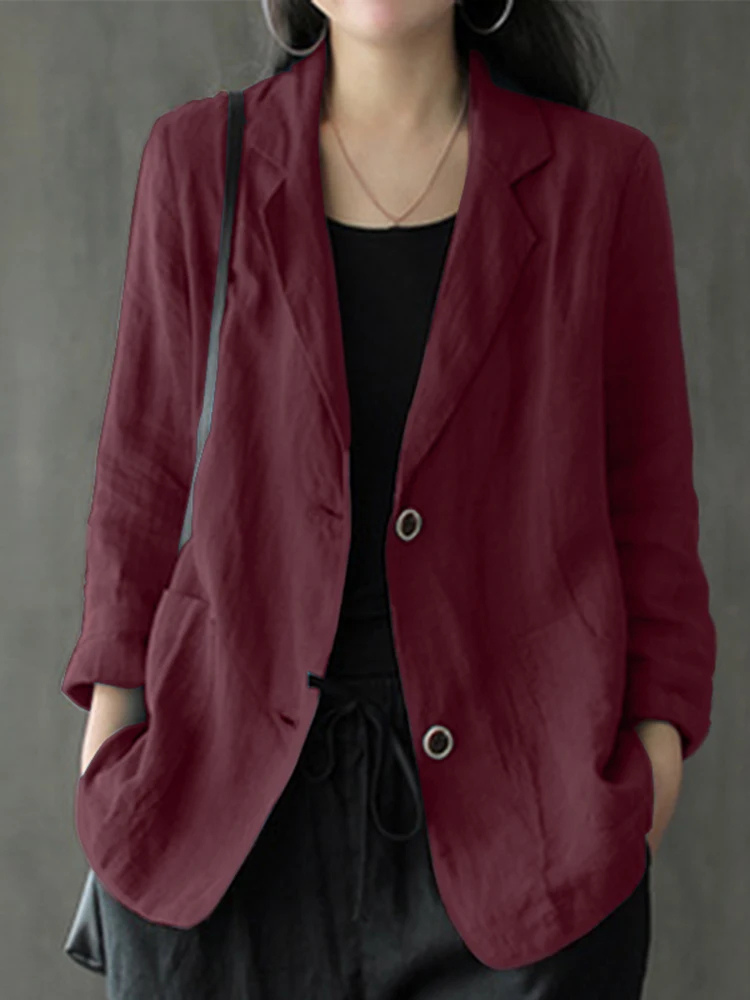 Blazara - Casual Lange Dames Blazer met Enkele Knop en Grote Zakken