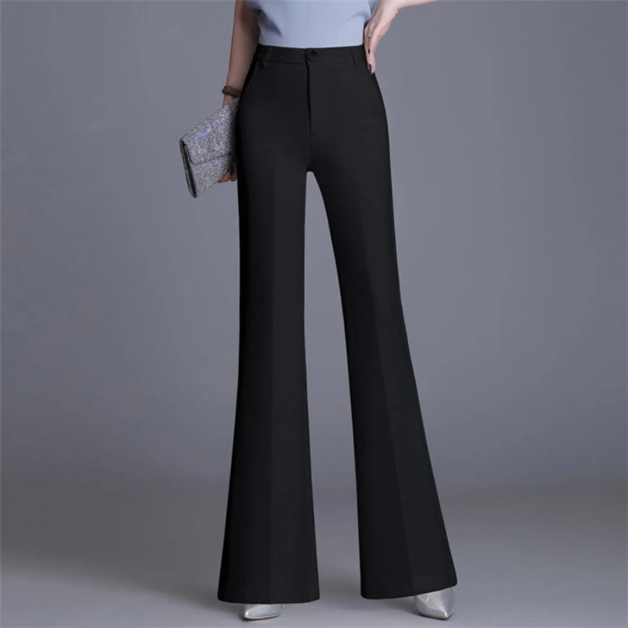 Lariton - Elegante Flared Broek Dames met Hoge Taille en Strakke Pasvorm