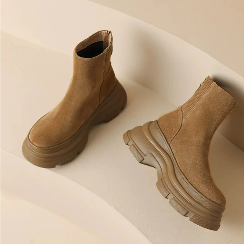 Rosetta - Dames Chelsea Boots van Suède met Dikke Zool