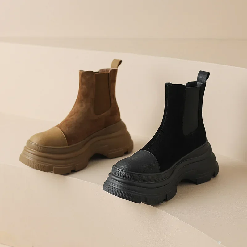 Vivante - Dames Chelsea Boots met Hoge Zool en Elastische Zijpanelen