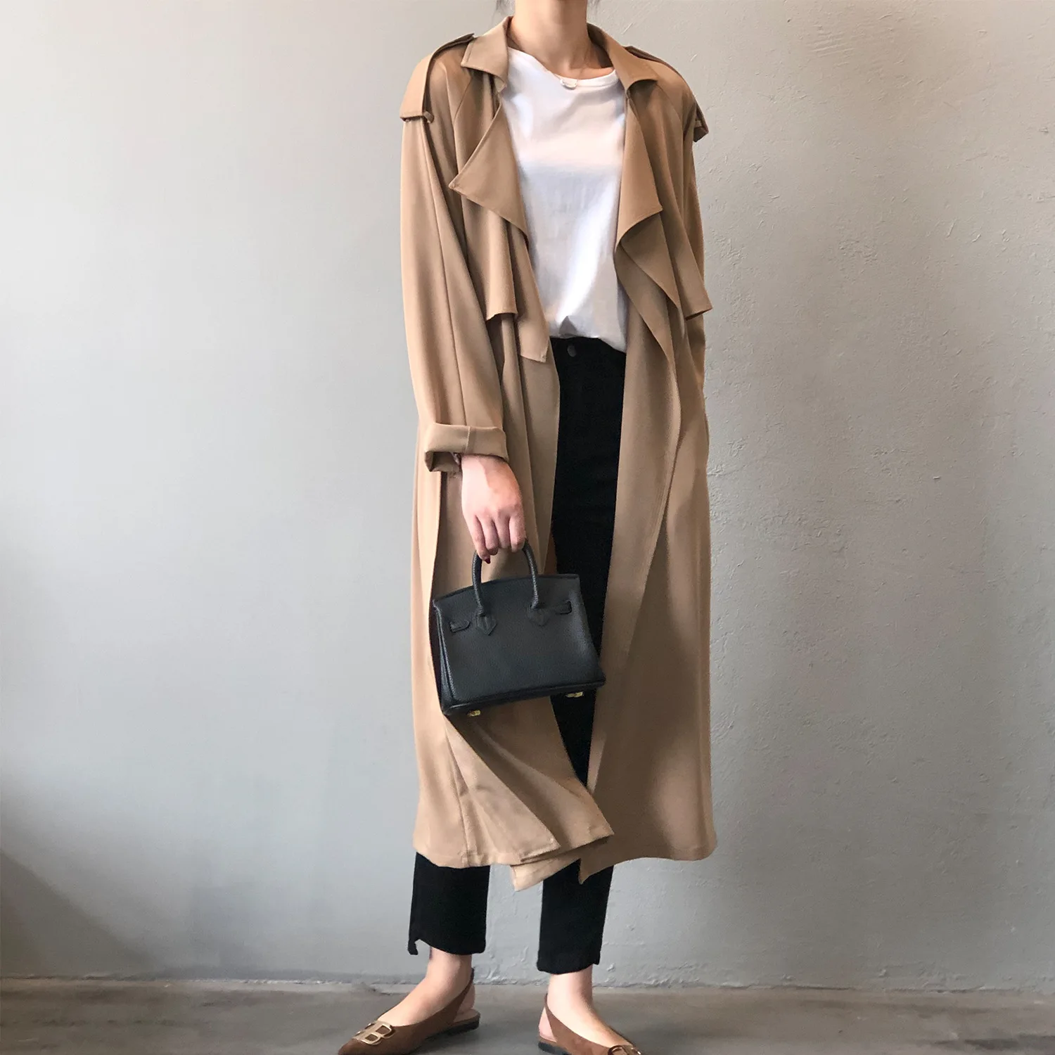 Trianor - Lichte Trenchcoat Dames, Open Voorkant, Lange Casual Damesjas