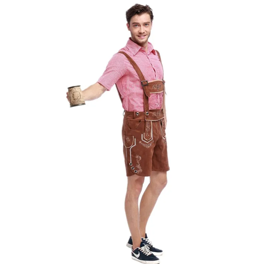 LederAl - Lederhosen Set voor Heren met Overhemd en Bretels - Oktoberfest