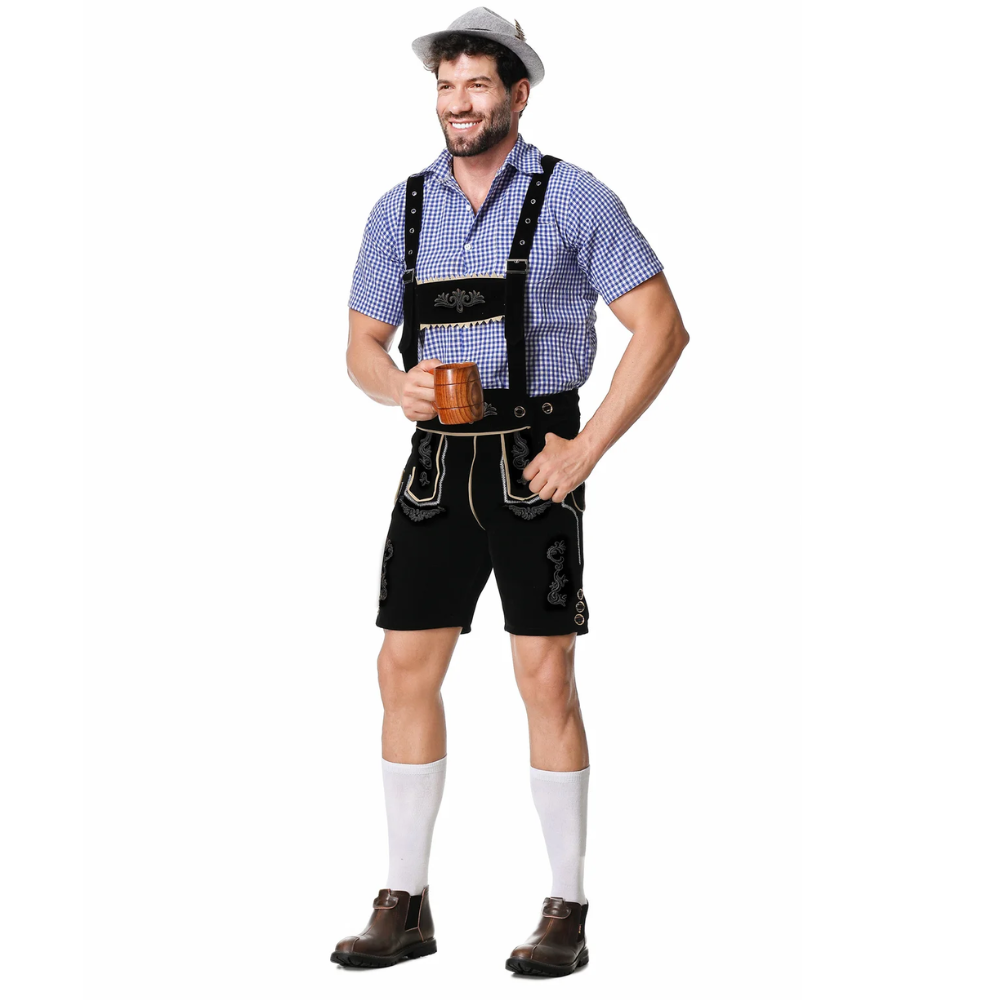 HoutGer - Heren Lederhosen met Shirt en Bretels - Perfect voor Oktoberfest