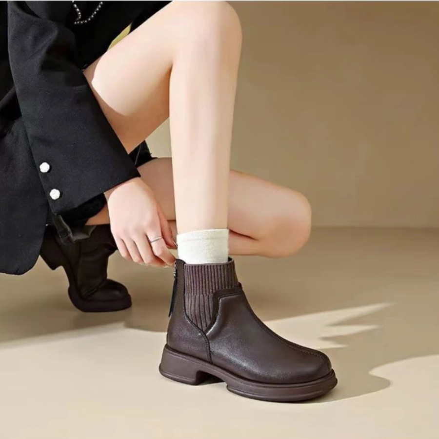 Florela - Dames Chelsea Boots van Leer met Rekbare Boord