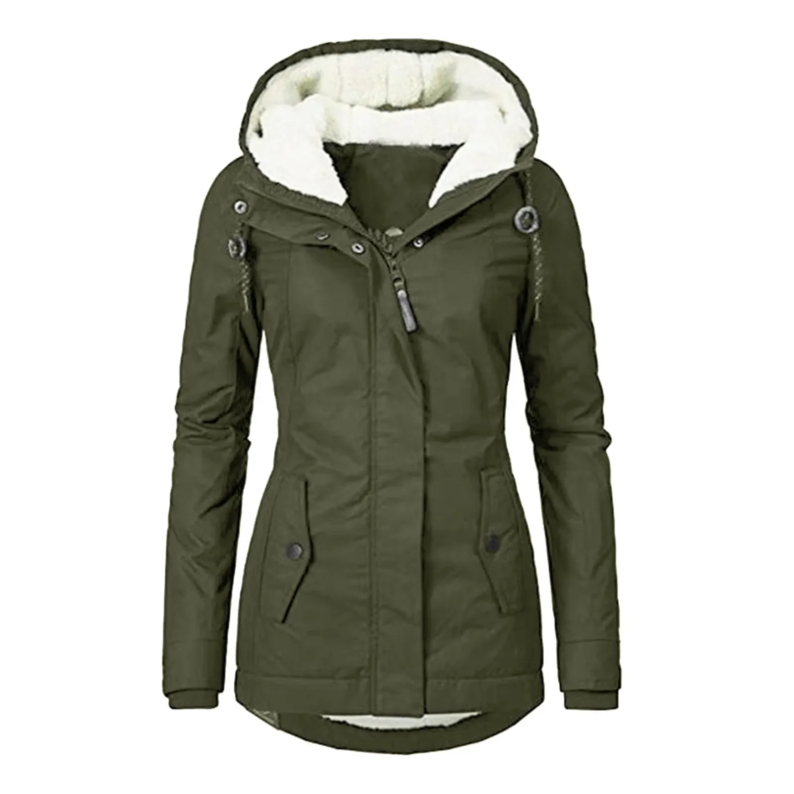 MonAmi Fleece gevoerde parka lange winterjas dames