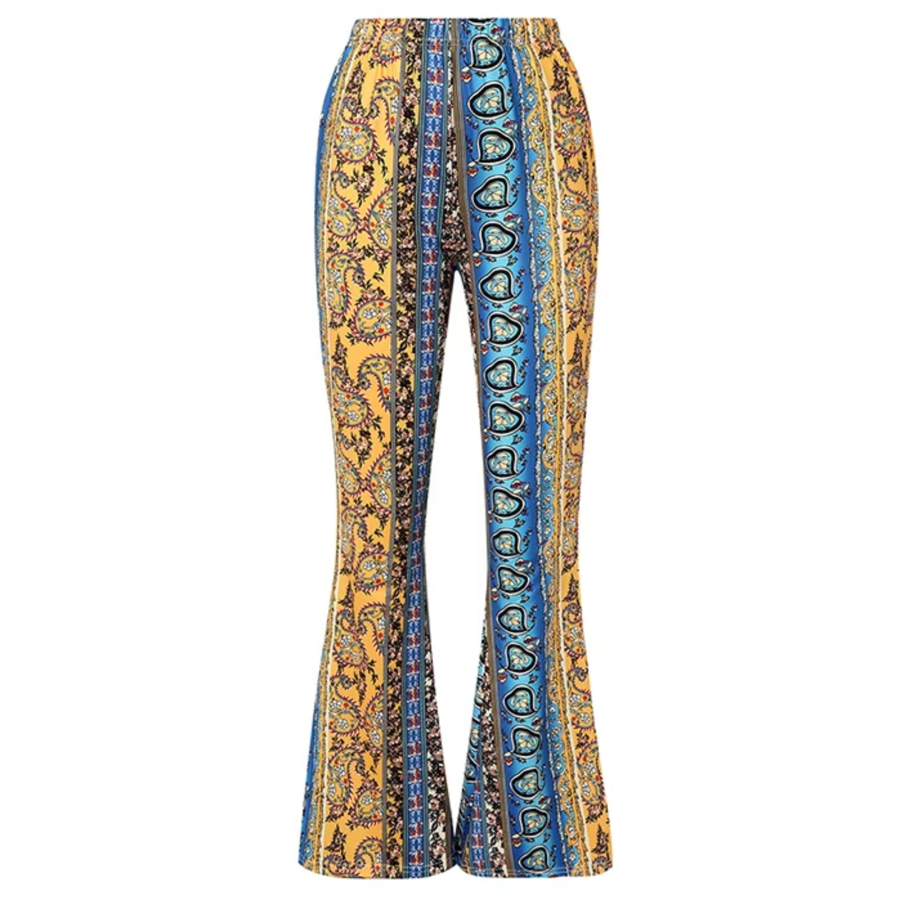 Elevara - Boho Print Flared Broek Dames met Hoge Taille