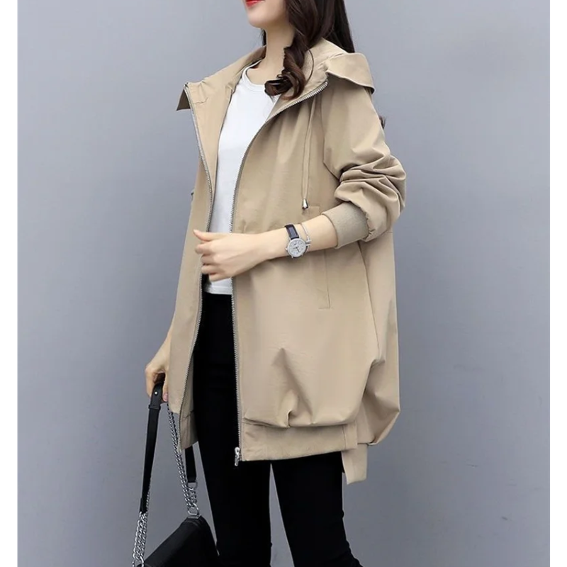 Taneria - Casual Trenchcoat Dames met Trekkoord Capuchon en Oversized Pasvorm