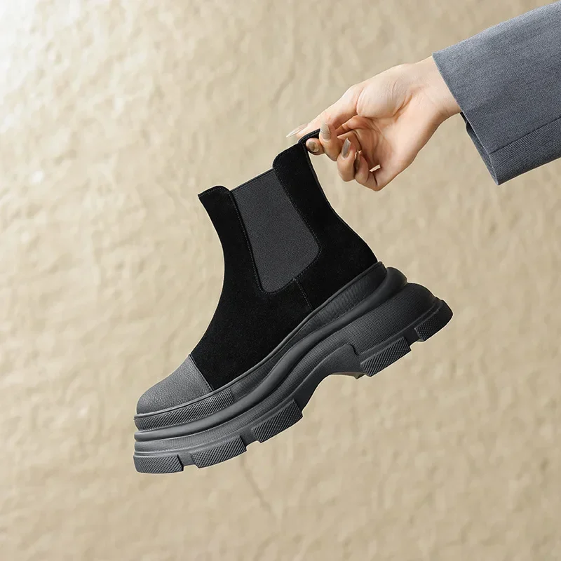 Vivante - Dames Chelsea Boots met Hoge Zool en Elastische Zijpanelen