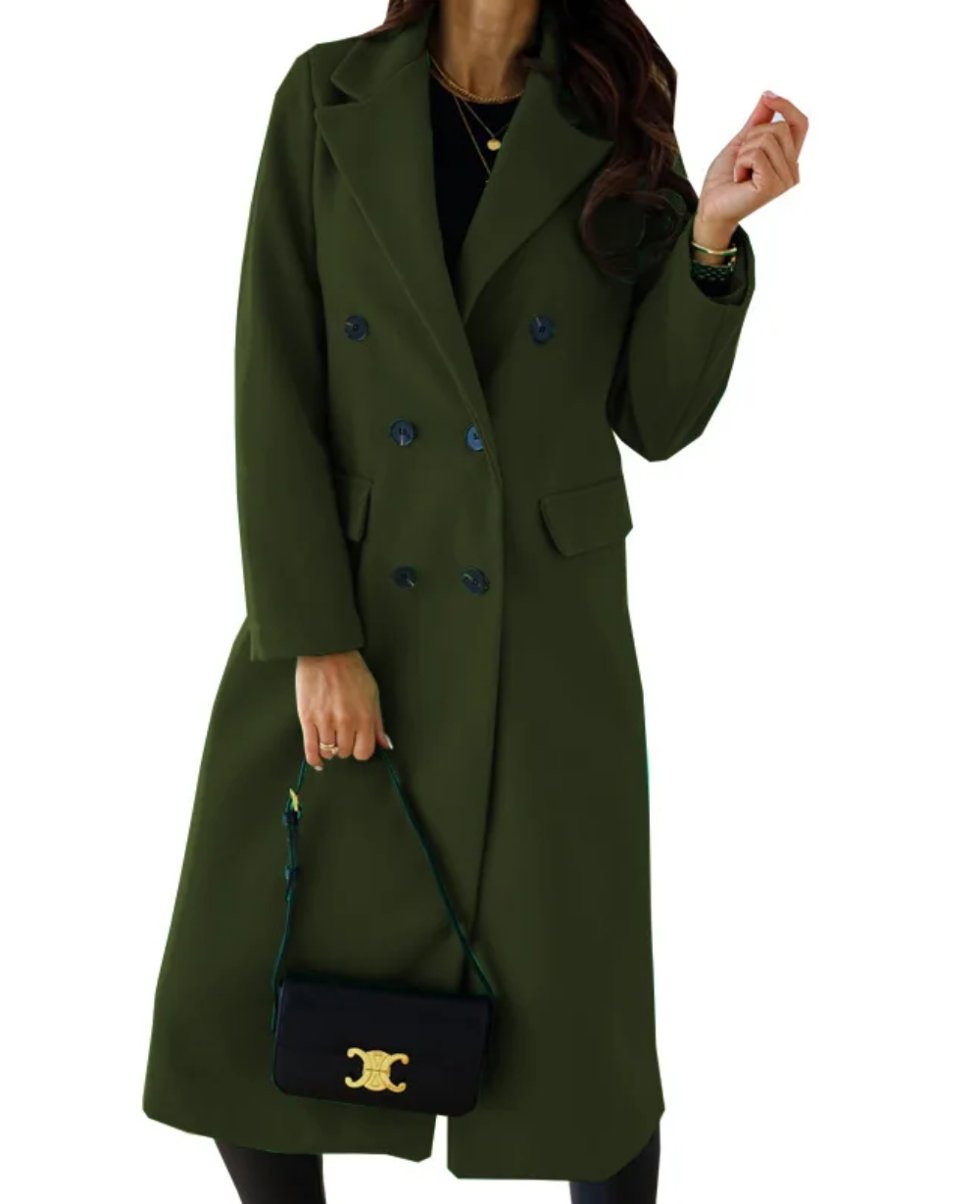 Rosaline - Elegante Lange Trenchcoat Dames, Dubbel Geknoopt, Getailleerde Damesjas