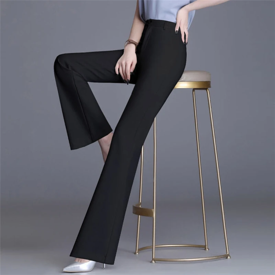 Lariton - Elegante Flared Broek Dames met Hoge Taille en Strakke Pasvorm