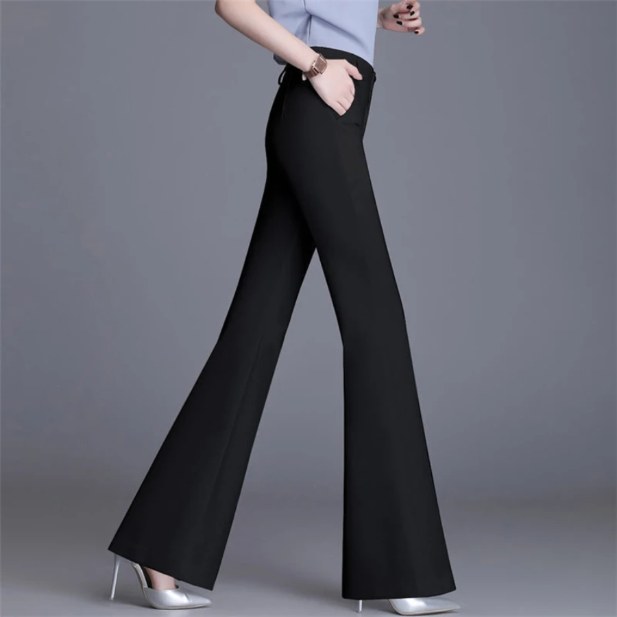 Lariton - Elegante Flared Broek Dames met Hoge Taille en Strakke Pasvorm