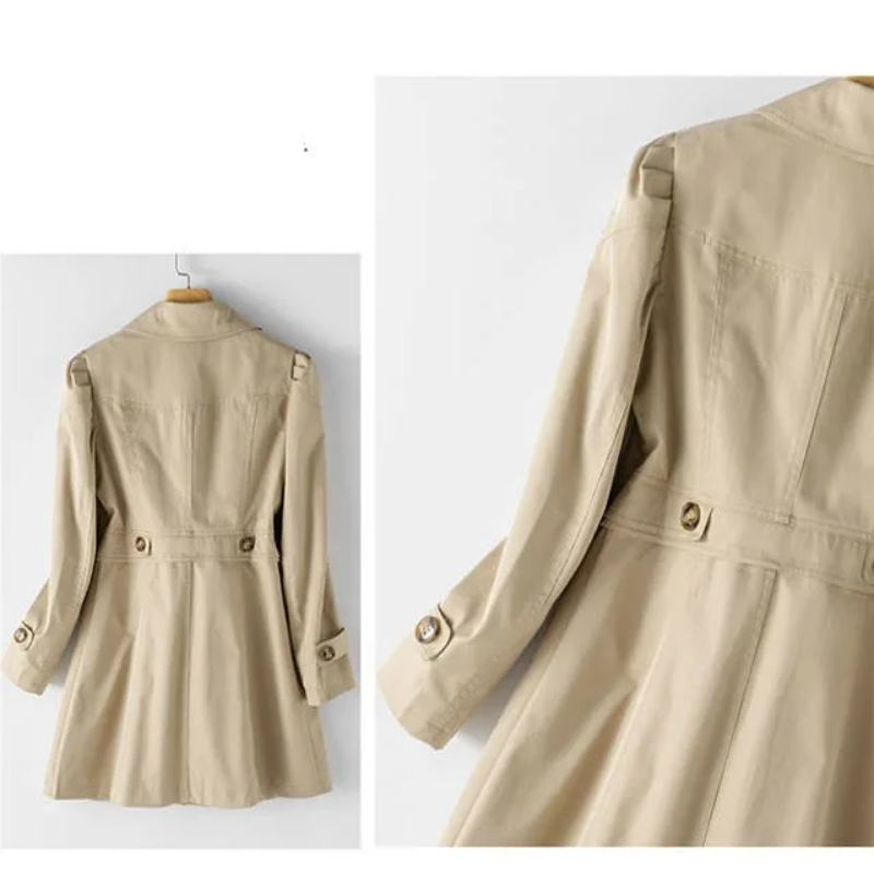 Deniera - Elegante Lichtgewicht Trenchcoat Dames, Knie-Lengte met Reverskraag